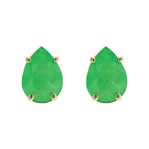 1415 - Brinco gota em ouro 18K cravejado em Jade
