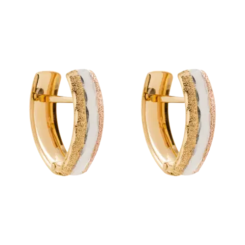 1444 - Brinco em ouro 18K 3 Cores amarelo, branco, rosê