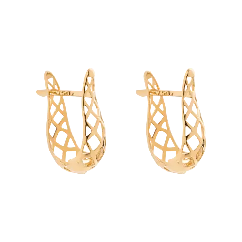 1448 - Brinco argola gota aramado em ouro 18K