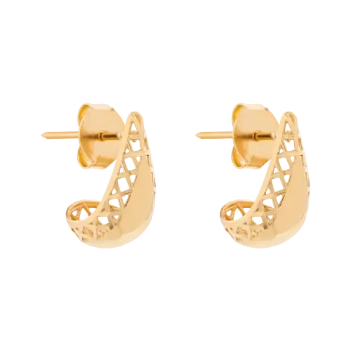 1449 - Brinco gota semi-aramado em ouro 18K