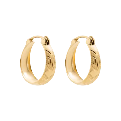 1453 - Brinco argola trabalhado em ouro 18K