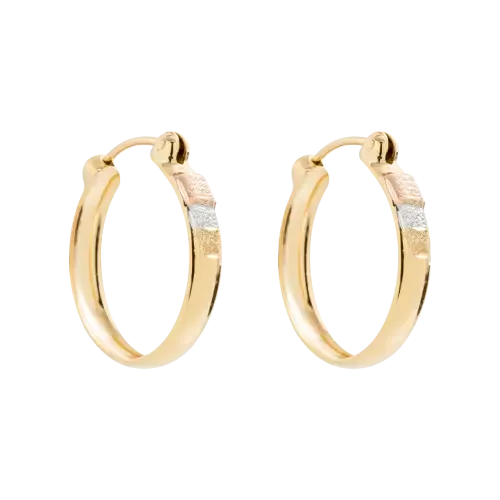 1454 - Brinco argola tricolor trabalhado em ouro 18K