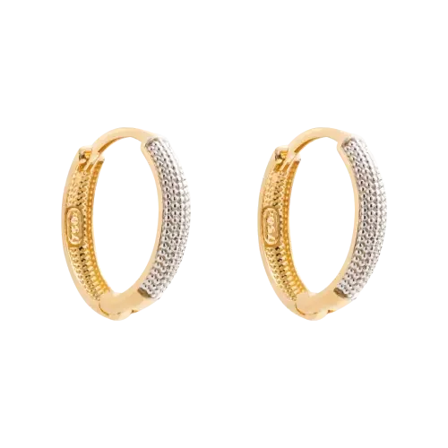 1455 - Brinco argola em ouro 18K detalhe em ouro branco