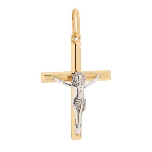 1485 - Pingente Crucifixo em ouro 18K Amarelo e Branco 3