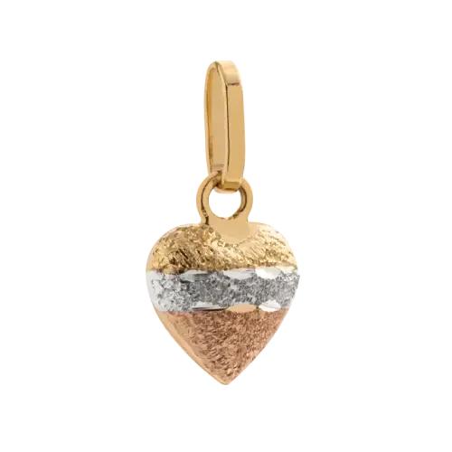 1501 - Pingente coração em ouro 18K Amarelo Branco Rose