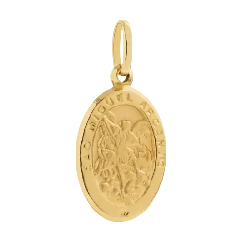 1517 - Pingente Medalha de são Miguel Arcanjo em ouro 18K