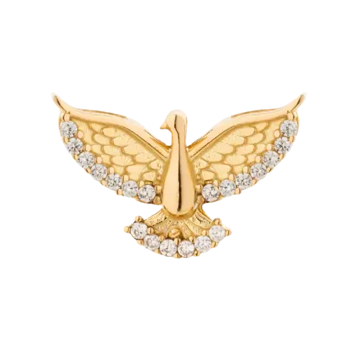 1524 - Pingente espírito santo em ouro 18K cravejado em zircônia