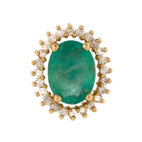 1530 - Pingente em ouro 18K Cravejado em Esmeralda natural e Diamantes