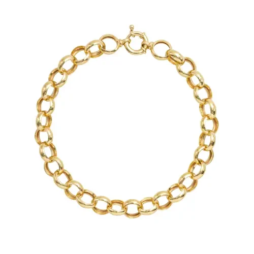 1611 - Pulseira elos portugueses em ouro 18K oca