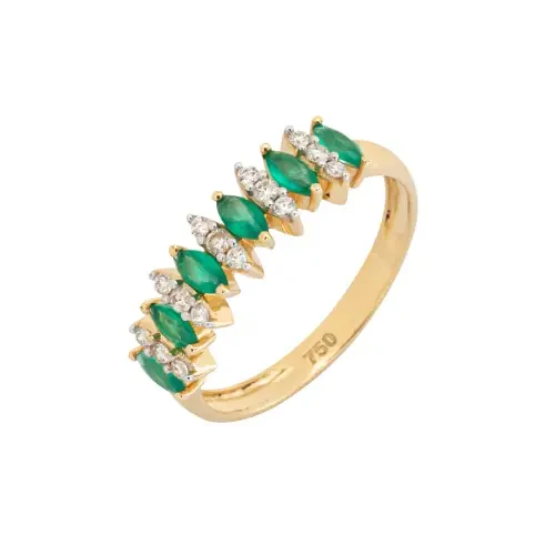 1301 - Meia aliança em ouro 18K com Ágata e Diamantes