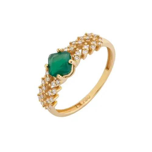 1305 - Anel em ouro 18K com Ágata e diamantes