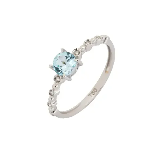 1317 - Anel em ouro branco 18K com diamantes e topazio sky