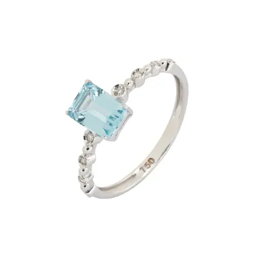 1319 - Anel em ouro branco 18k com diamantes e topazio sky