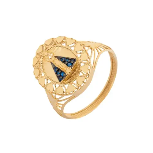 1323 - Anel nossa senhora de aparecida em ouro 18k