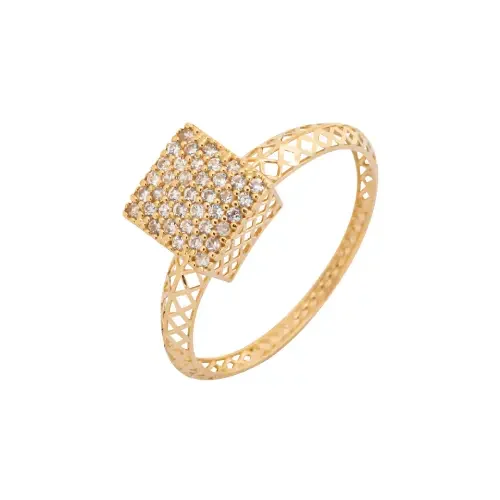 1325 - Anel chuveiro quadrado em ouro 18K