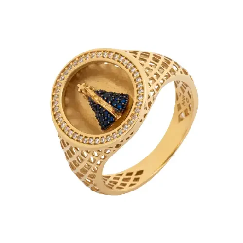 1333 - Anel nossa senhora de aparecida em ouro 18k