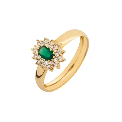 Anel de ouro 18k maciço com zircônia, joia da Grecco Joalheria
